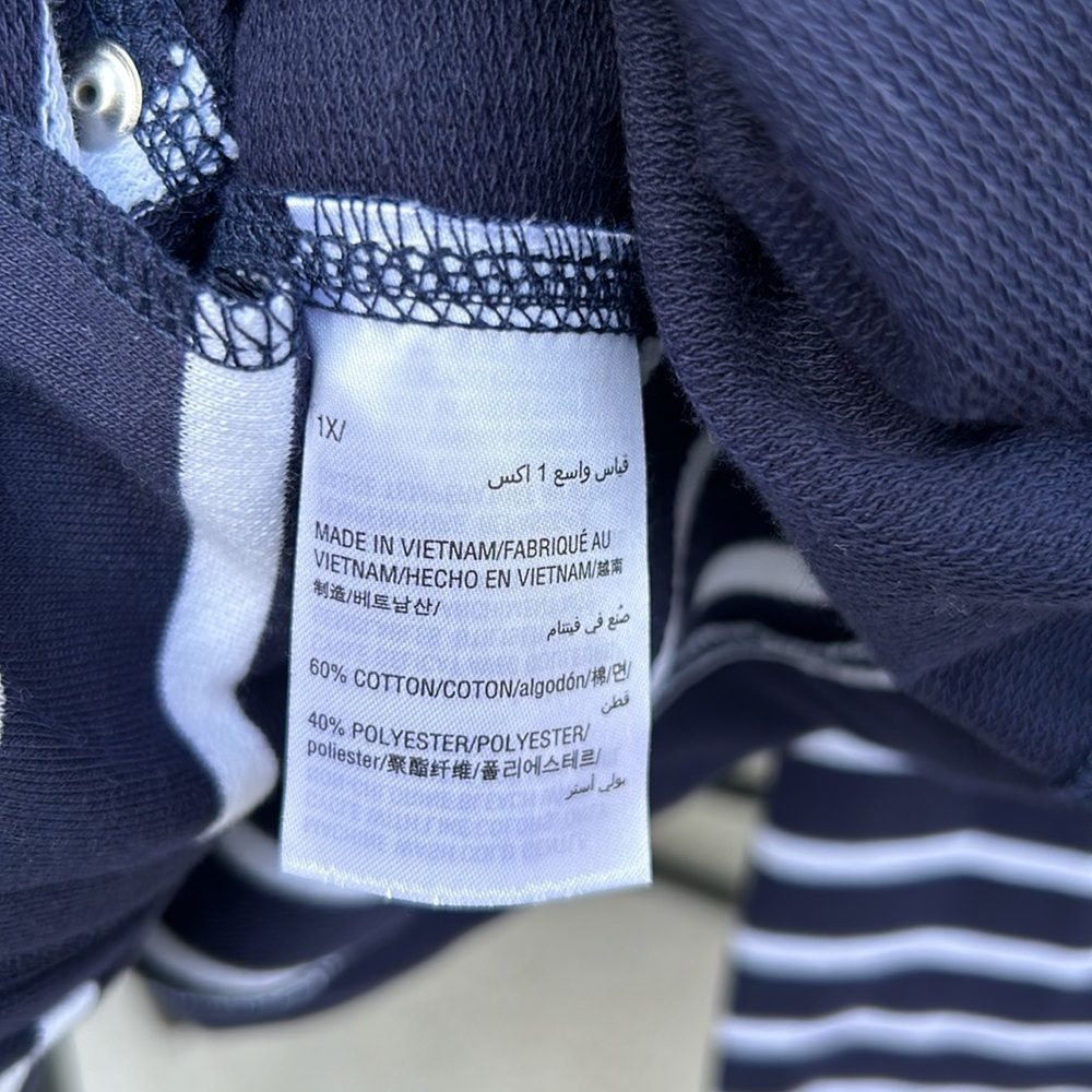 NWOT Woman’s Karen Scott Sport Navy White Striped Zip Jacket Plus Size 1X - Picture 7 of 8